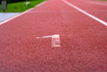 White track number 1 of red racetrack on a sunny summer morning. Photo taken August 11th, 2021,...