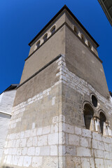 Fototapeta premium Roman protestant church Notre Dame at City of Nyon, Canton Vaud, on a sunny summer day. 
