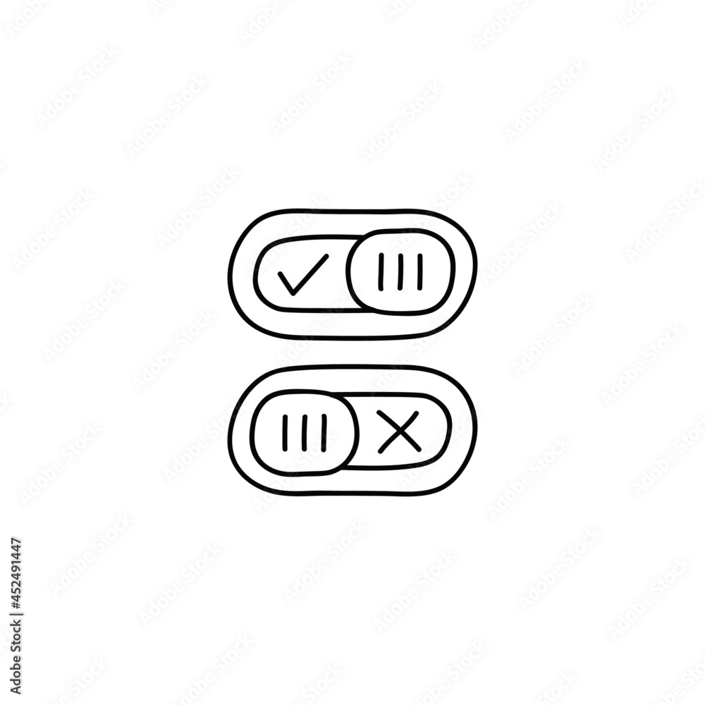 Poster control switch toggle icon in flat black line style, isolated on white background