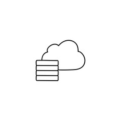 Backup to cloud, hosting icon in flat black line style, isolated on white background 