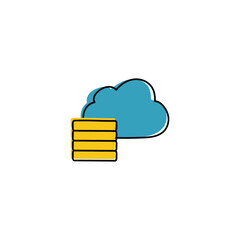 Backup to cloud, hosting icon in color icon, isolated on white background 