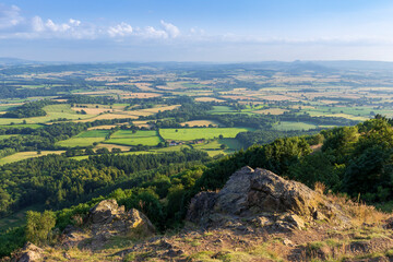Fototapeta na wymiar The spectacular views from the top of the Wrekin on the Shropshire Hills West Midlands