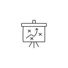 Board management strategy icon in flat black line style, isolated on white background 