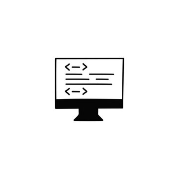 Website Code, html icon  in solid black flat shape glyph icon, isolated on white background 