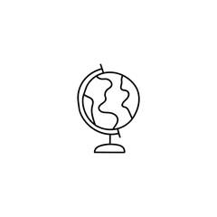 Globe geography icon in flat black line style, isolated on white background 