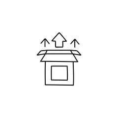 setup Box install icon in flat black line style, isolated on white background 