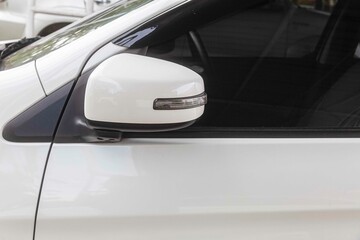 Obraz premium Close - up rearview mirror on the motor vehicle.