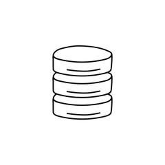 Backup database, sync data icon in flat black line style, isolated on white background 