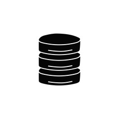 Backup database, sync data icon in solid black flat shape glyph icon, isolated on white background 