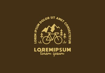 Bicycle and mountain line art with lorem ipsum text