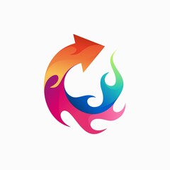 fire arrow logo with gradient color concept