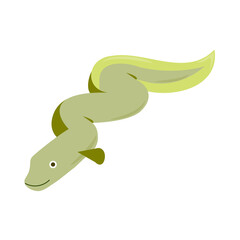 Sea eel flat icon. Pictogram for web. Simple symbol isolated on white background. Vector eps10