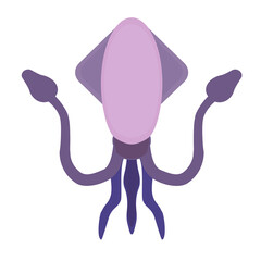Squid flat icon. Pictogram for web. Simple symbol isolated on white background. Vector eps10