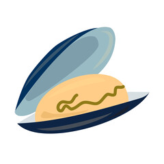 Oyster flat icon. Pictogram for web. Simple symbol isolated on white background. Vector eps10