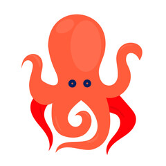 Octopus flat icon. Pictogram for web. Simple symbol isolated on white background. Vector eps10