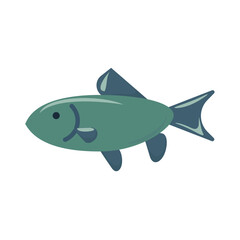 Obraz premium Fish flat icon. Pictogram for web. Simple symbol isolated on white background. Vector eps10