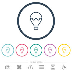 Air balloon outline flat color icons in round outlines