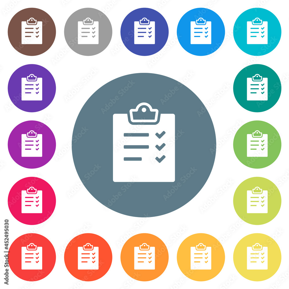 Poster task list alternate flat white icons on round color backgrounds