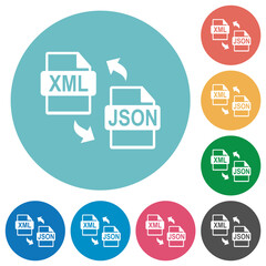 XML JSON file conversion flat round icons