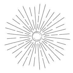 Radial speed Lines in Circle Form for comic books . Sun background . Vector Illustration . Starburst
 round Logo . Circular Design element . Abstract Geometric star rays . Sunburst . 