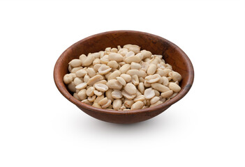 Clean peeled peanuts on isolated white background background