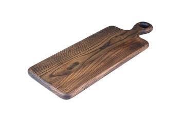 Прямоугольная деревянная разделочная доска из ясеня на белом фоне