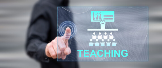 Man touching a teaching concept