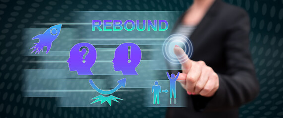 Woman touching a rebound concept