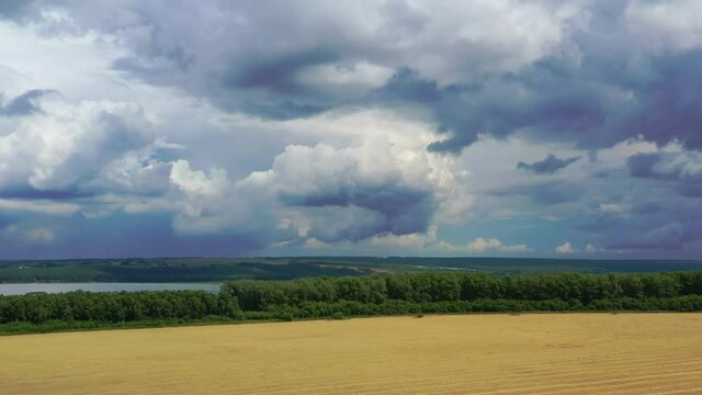 Panorama of the Berd river. Russia, the vicinity of the city of Novosibirsk and Berdsk.
