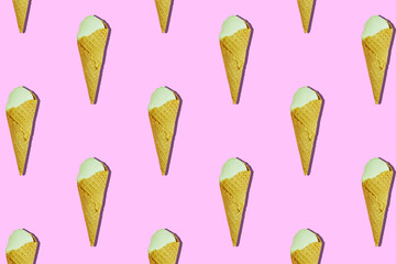 ice cream cones pattern on pink background