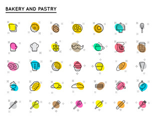 Big Set of Vector Bakery and Pastry Elements.