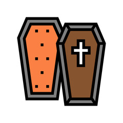 Obraz premium coffin halloween color icon vector. coffin halloween sign. isolated symbol illustration