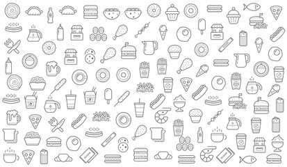 Set of Vector Fastfood Fast Food Elements Icons