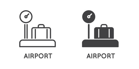 Set of Minimal Weight and Scales Related Vector Line Icons. Perfect Pixel. Outlined and Filled.