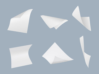 Flying papers. Blank empty sheets book or office sheets stack of papers decent vector collection templates