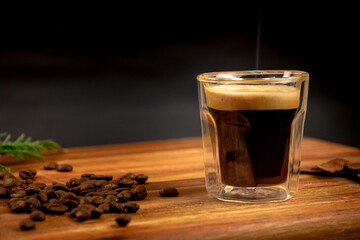 espresso cup with coffee beans