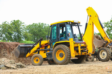 Heavy equipment vehicle at construction site.