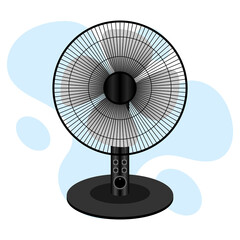 Electric Fan Stand Fan ventilation  indoor devices temperature adjusting Illustration Vector