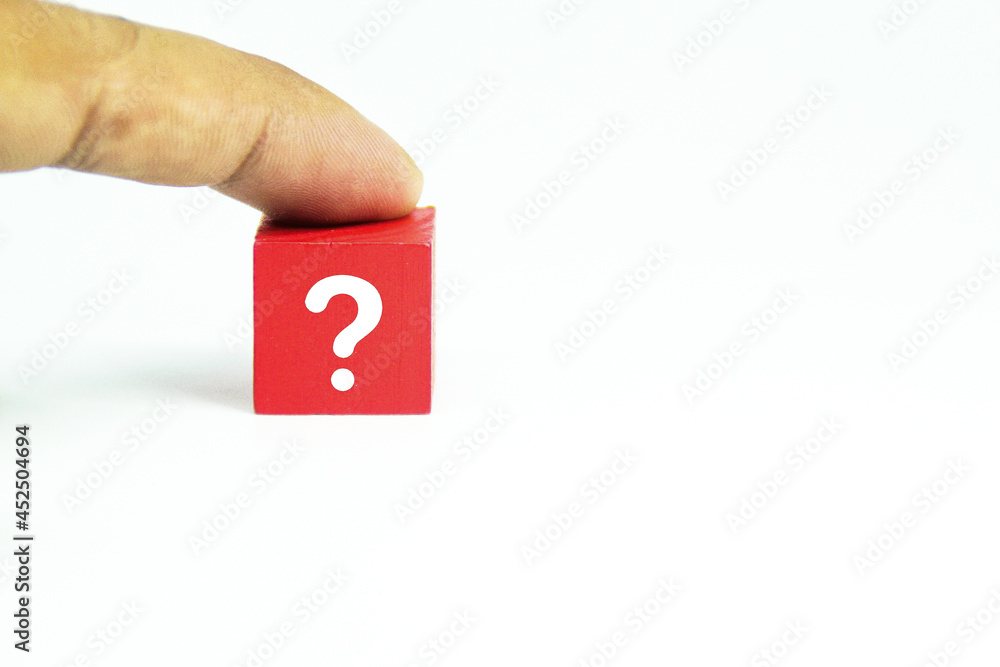 Aufkleber a red cube with a question mark or question icon. question mark concept
