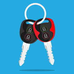 Car keys Lock Unlock alarm Doors Illustration Red key full power Vector