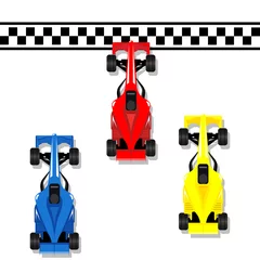 Photo sur Aluminium F1 Racing sport cars f1 racing bolid to finish line illustration vector