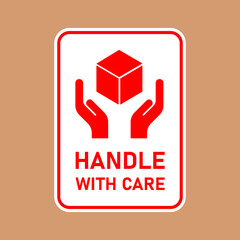 Fragile package icons set, handle with care logistics and delivery shipping labels. Fragile box, keep dry umbrella, cargo warning vector signs