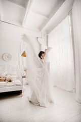 The bride in a white wedding dress