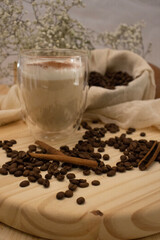 coffee beans and cup
