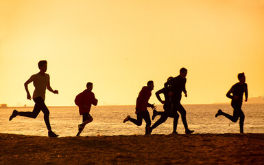 running on the beach