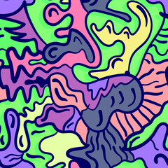 Unique abstract seamless freehand artwork with strange pattern