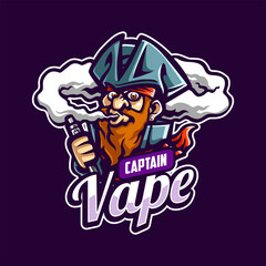 Captain Vape cartoon mascot logo
