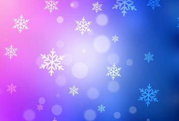 Light Pink, Blue vector background in Xmas style.