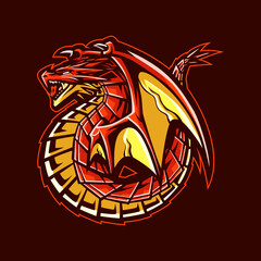 Red Dragon Mascot logo Illustration