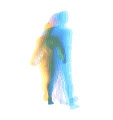 Transparent overlapping colors silhouettes. Walking man. Animation frames. Vector illustration for print, web site, poster, placard or wallpaper.